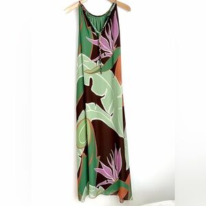 Botanical Print Maxi Dress - Braided Strap Detail - Resort Boho - Size 14